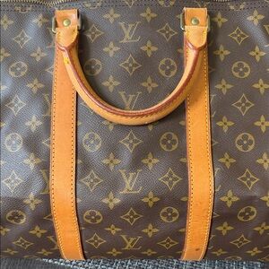 Louis Vuitton Brown Monogram Canvas Handbag with Tan Vachetta
